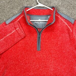 Tommy Bahama Mens XL Coral Red 1/2 Zip Pullover Sherpa‎ Fleece Sweater Shacket